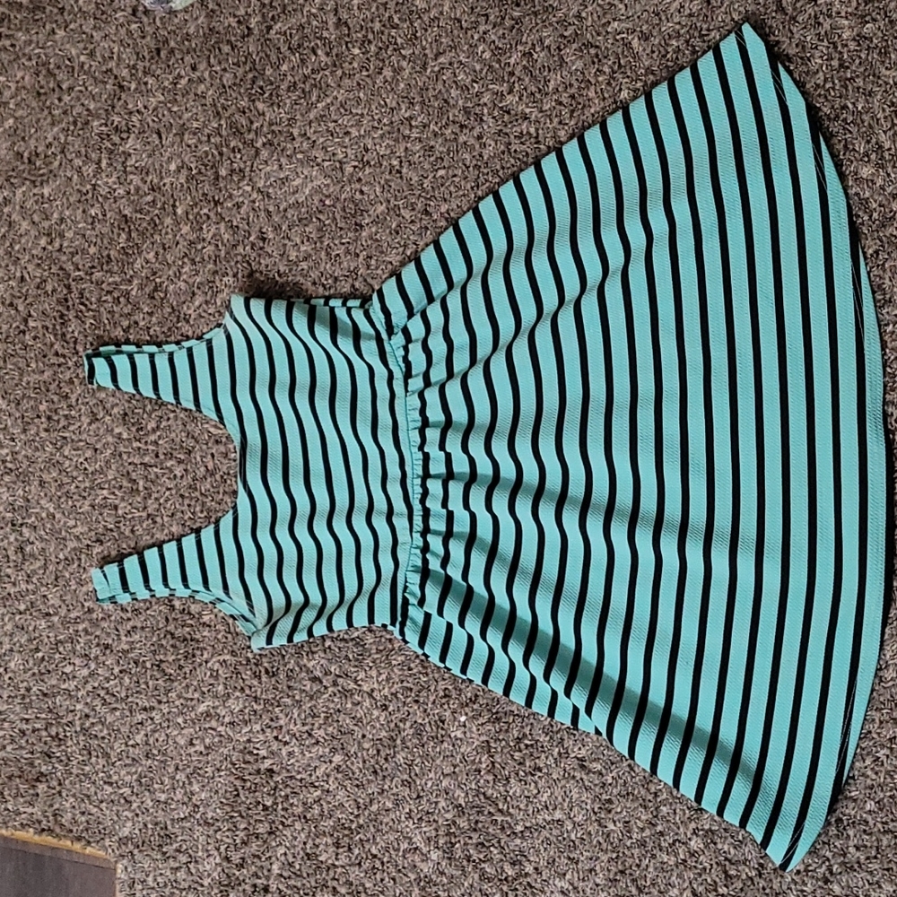 Blue and black striped midi dress, M, shasa